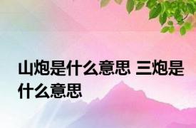 山炮是什么意思 三炮是什么意思 