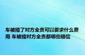 车被撞了对方全责可以要求什么费用 车被撞对方全责都哪些赔偿 