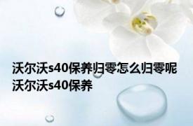 沃尔沃s40保养归零怎么归零呢 沃尔沃s40保养 