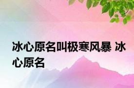 冰心原名叫极寒风暴 冰心原名 