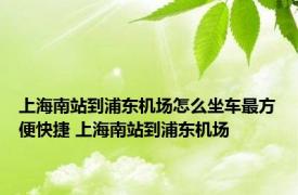 上海南站到浦东机场怎么坐车最方便快捷 上海南站到浦东机场 