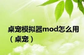 桌宠模拟器mod怎么用（桌宠）