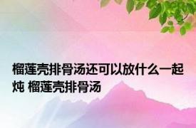 榴莲壳排骨汤还可以放什么一起炖 榴莲壳排骨汤 