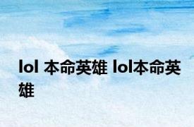 lol 本命英雄 lol本命英雄 