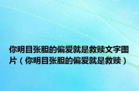 你明目张胆的偏爱就是救赎文字图片（你明目张胆的偏爱就是救赎）