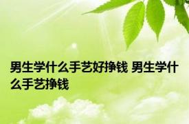 男生学什么手艺好挣钱 男生学什么手艺挣钱 