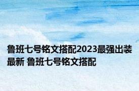 鲁班七号铭文搭配2023最强出装最新 鲁班七号铭文搭配 