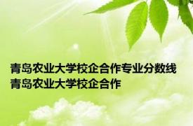 青岛农业大学校企合作专业分数线 青岛农业大学校企合作 