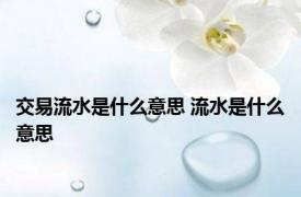 交易流水是什么意思 流水是什么意思 