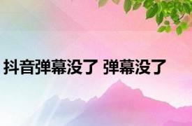 抖音弹幕没了 弹幕没了 