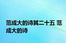 范成大的诗其二十五 范成大的诗 