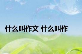 什么叫作文 什么叫作 