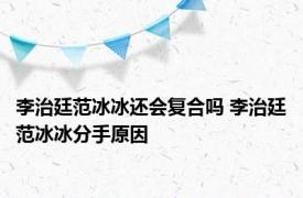 李治廷范冰冰还会复合吗 李治廷范冰冰分手原因 