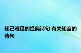 知己难觅的经典诗句 有关知音的诗句 