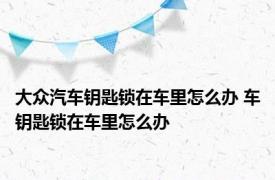 大众汽车钥匙锁在车里怎么办 车钥匙锁在车里怎么办 