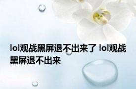 lol观战黑屏退不出来了 lol观战黑屏退不出来 