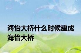 海怡大桥什么时候建成 海怡大桥 