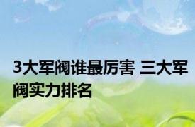 3大军阀谁最厉害 三大军阀实力排名 