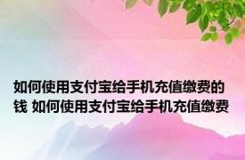 如何使用支付宝给手机充值缴费的钱 如何使用支付宝给手机充值缴费