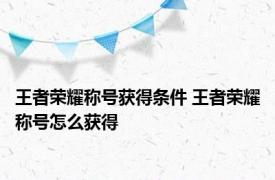 王者荣耀称号获得条件 王者荣耀称号怎么获得 