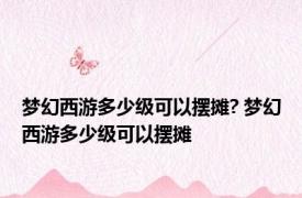 梦幻西游多少级可以摆摊? 梦幻西游多少级可以摆摊 