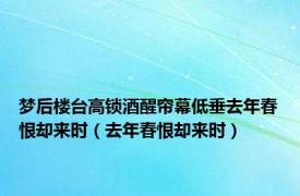 梦后楼台高锁酒醒帘幕低垂去年春恨却来时（去年春恨却来时）