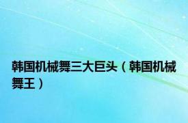 韩国机械舞三大巨头（韩国机械舞王）