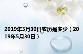 2019年5月30日农历是多少（2019年5月30日）