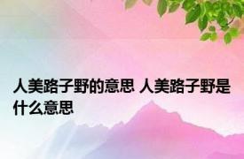 人美路子野的意思 人美路子野是什么意思