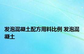 发泡混凝土配方用料比例 发泡混凝土 