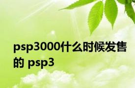 psp3000什么时候发售的 psp3 