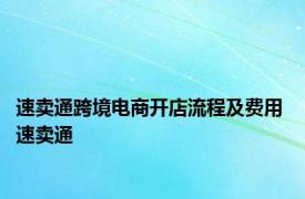 速卖通跨境电商开店流程及费用 速卖通 