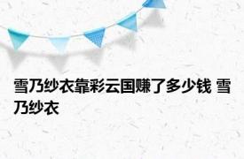 雪乃纱衣靠彩云国赚了多少钱 雪乃纱衣 