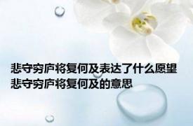 悲守穷庐将复何及表达了什么愿望 悲守穷庐将复何及的意思 