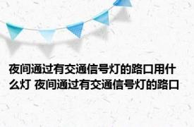 夜间通过有交通信号灯的路口用什么灯 夜间通过有交通信号灯的路口 