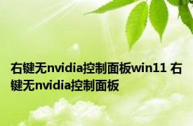 右键无nvidia控制面板win11 右键无nvidia控制面板 