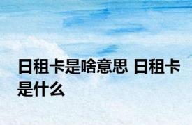 日租卡是啥意思 日租卡是什么