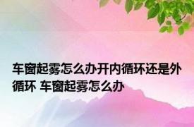 车窗起雾怎么办开内循环还是外循环 车窗起雾怎么办 