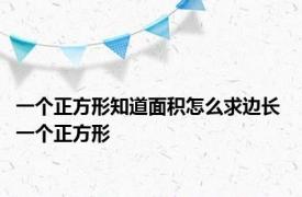 一个正方形知道面积怎么求边长 一个正方形 