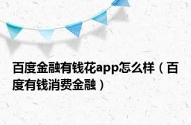 百度金融有钱花app怎么样（百度有钱消费金融）