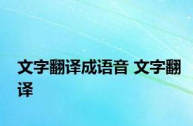 文字翻译成语音 文字翻译 