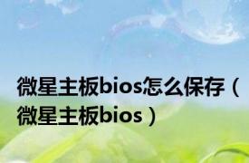 微星主板bios怎么保存（微星主板bios）