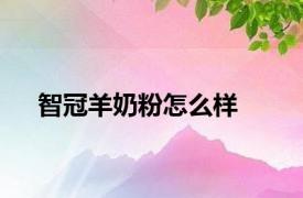 智冠羊奶粉怎么样