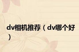 dv相机推荐（dv哪个好）