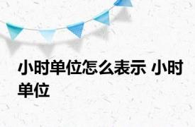 小时单位怎么表示 小时单位 