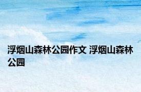 浮烟山森林公园作文 浮烟山森林公园 