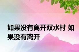 如果没有离开双水村 如果没有离开 