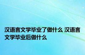 汉语言文学毕业了做什么 汉语言文学毕业后做什么 