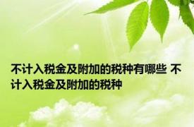 不计入税金及附加的税种有哪些 不计入税金及附加的税种 