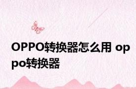 OPPO转换器怎么用 oppo转换器 